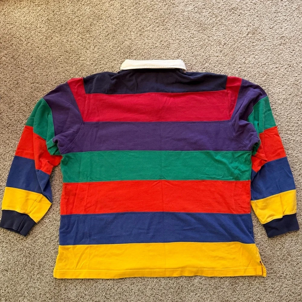 Rare Vintage 90s Polo Ralph Lauren Rainbow Color Block Rugby Shirt XL!